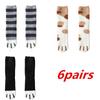6 Pairs Autumn Winter Coral Velvet Socks Cute Cat Claw Socks For Women Girls Middle Tube Thickened Sleep Socks Home Floor Socks