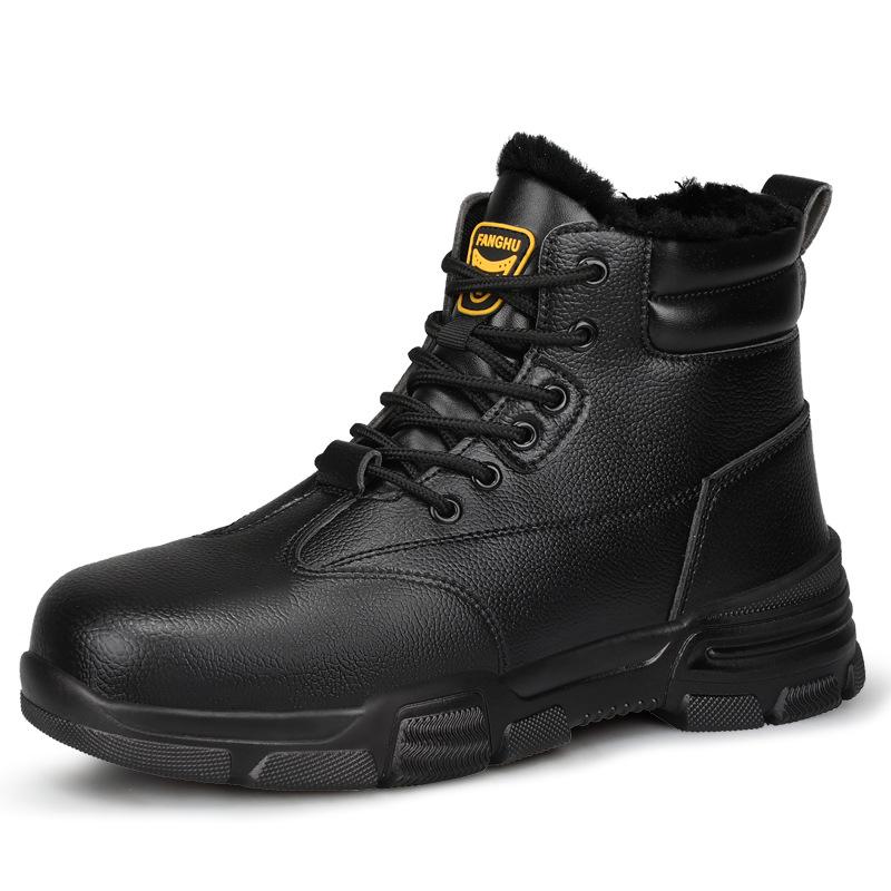 Pánské kotníkové nepromokavé zimní bezpečnostní boty - Odolné proti nárazu, Odolné proti propíchnutí, Podšívka ze sametu a bavlny