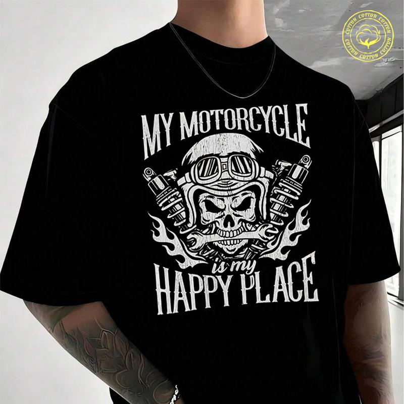 Biker Bike Lover Enthusiast Men's T Shirt Moto Casual High Quality Cotton Round Neck Short Slee