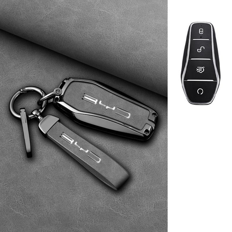 Car Key Case Cover Shell Fob for BYD Atto 3 Han EV Dolphin Lied Tang Dm Qin PLUS Song Pro MAX Yuan Zinc Alloy Protector Keychain