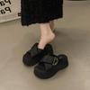 Thick Bottom Height Increase Silver Cool Slippers Women's Summer Wear 2025 New High-end Small Beach Cross One-word Drag