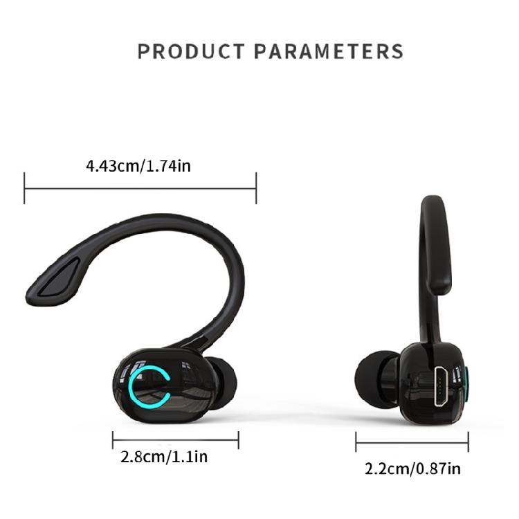 Wireless Earbuds Noise Reduction Single Over Ear Buds Wrap Around Earbuds with Earhooks Bluetooth-compatible Earpiece