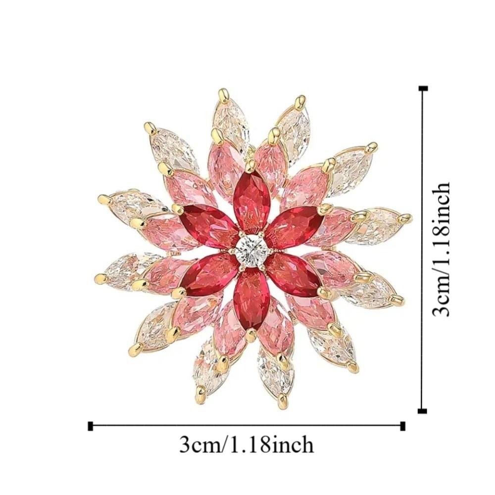 Jewelry Rotating Snowflake Brooch Rhinestone Floral Badge Vintage Flower Lapel Pin  Gift
