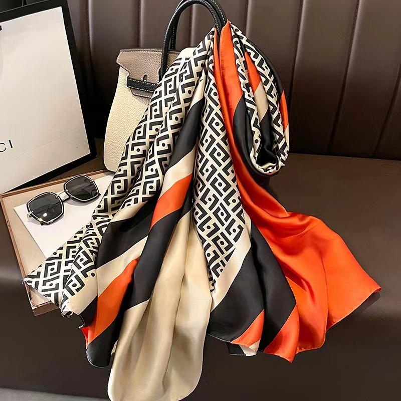 180*90cm Luxury Brand Spring Summer Autumn Women Clothing New Fashion Color matching printed silk scarf lady popular turba