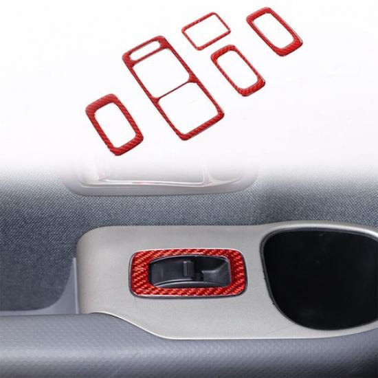 Red Carbon Window Lift Switch Button Trim Sticker for Honda Pilot 2003-2008