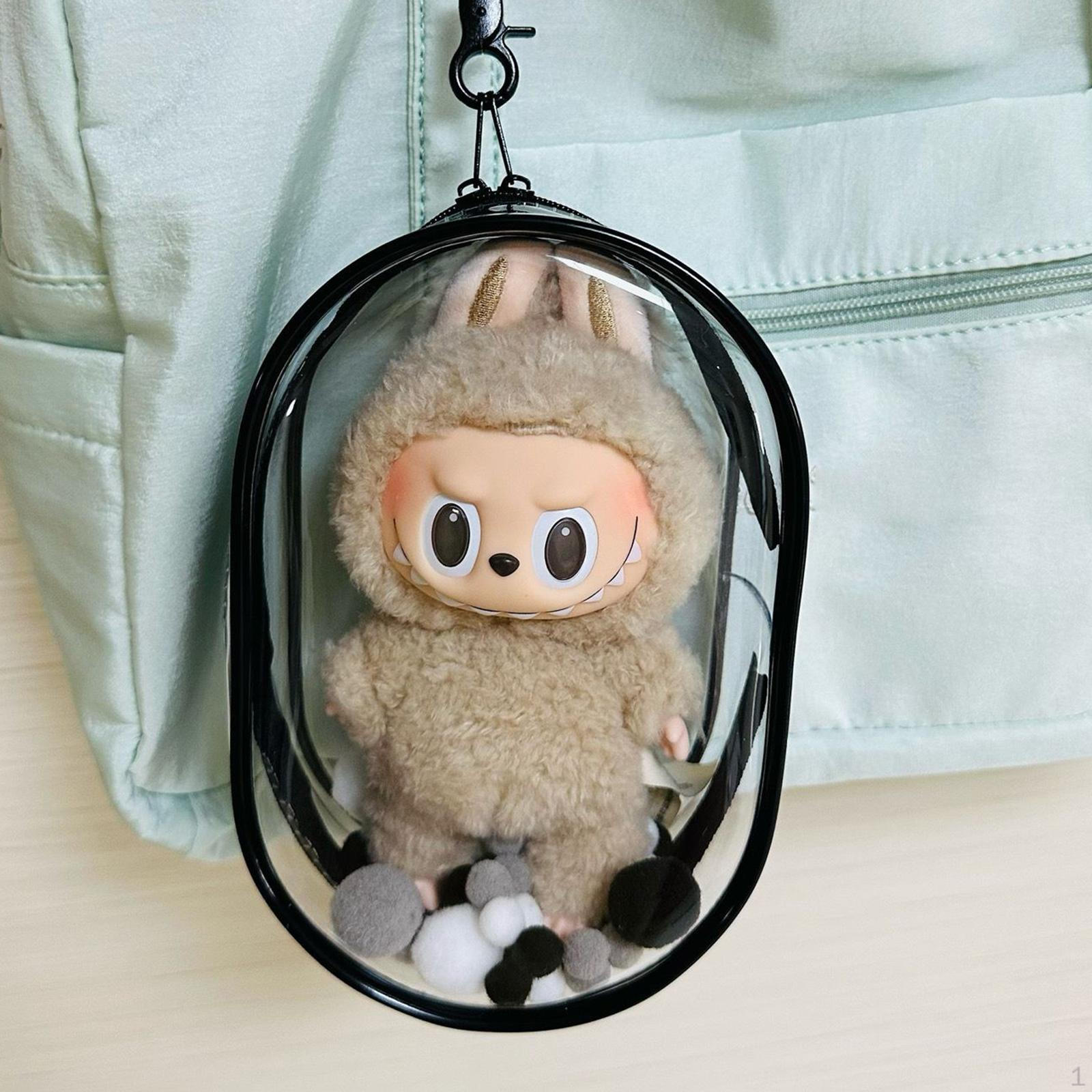 

Прозрачная сумка для демонстрации фигурок, мини-сумка для кукол, портативная застежка-молния, коллекционное хранилище Black No Keyring