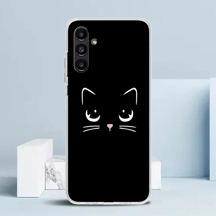 Cartoon Cute Black Cat Phone Case For Samsung Galaxy A17 A37 A57 A16 A15 A14 A13 A56 A55 A54 A53 A36 A35 A34 A33 A26 A25 A24 A23