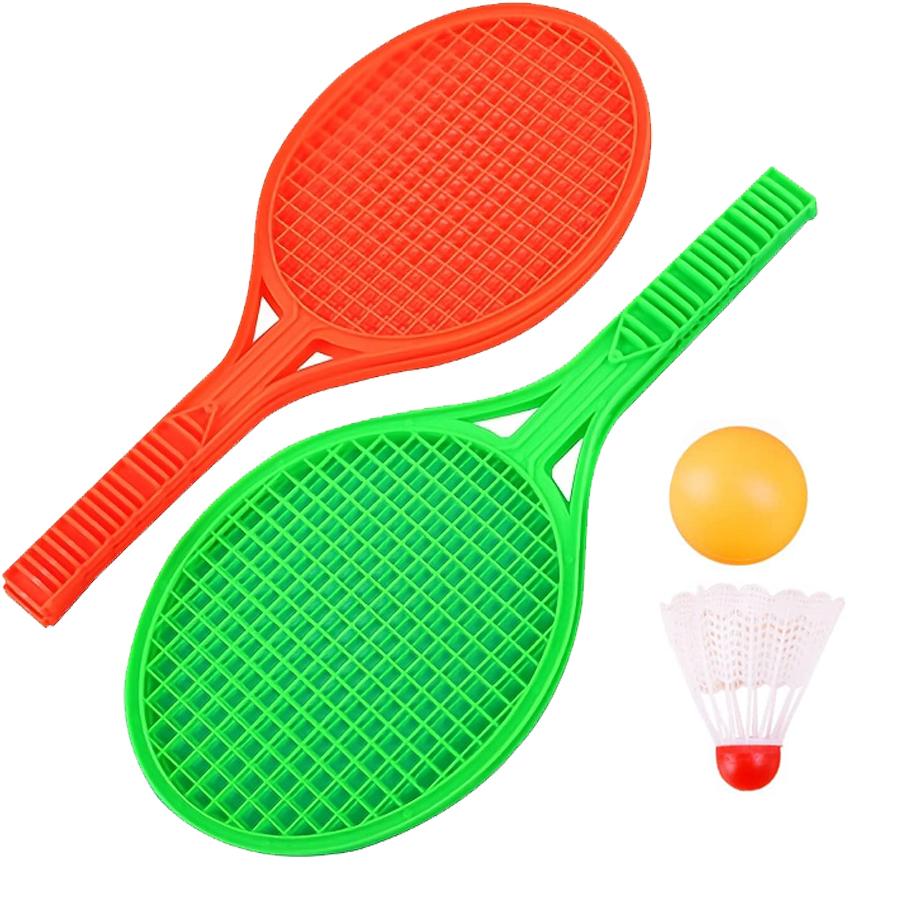 4pcs/set Mini Plastic Badminton Table Tennis Racket Set with 2 Balls Interactive Game Fun Birthday Gift for Indoor/Outdoor JXB