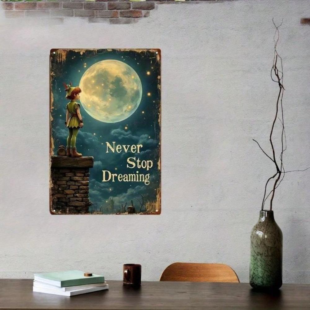 Metal Poster Retro Inspirational Quote Never Stop Dreaming Wall Art Home Decor