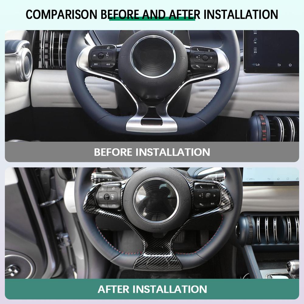 Carbon Fiber Car Inner Steering Wheel Cover Sticker Trim for BYD Atto3 Atto 3 2025 2025 Yuan Plus Dolphin Accessories