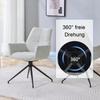 [Set of 2] European 360 degrees Swivel Upholstered Chair: Light Beige-Grey Fabric + Black Lacquered Metal Legs, Breathable and Comfortable