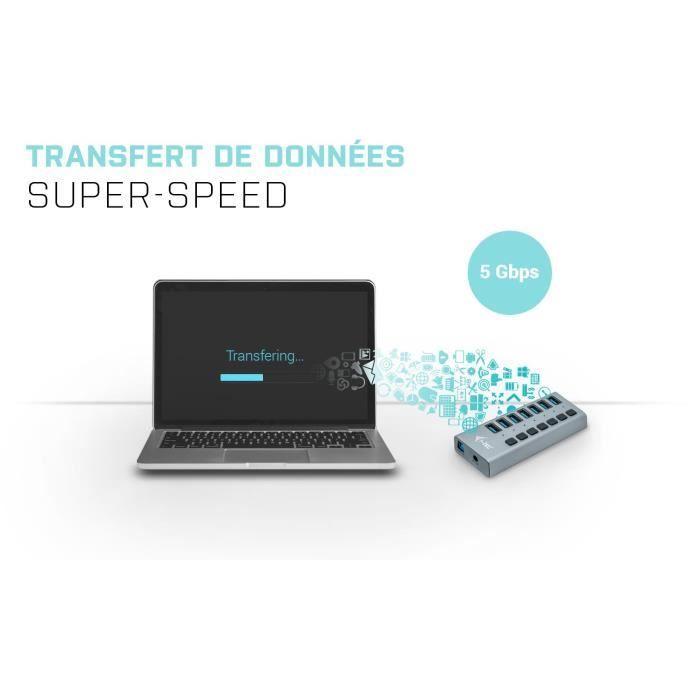 Charging HUB Concentrator - I-tec - 7 USB 3.0 Ports - Plug & Play - Recharge USB Standard