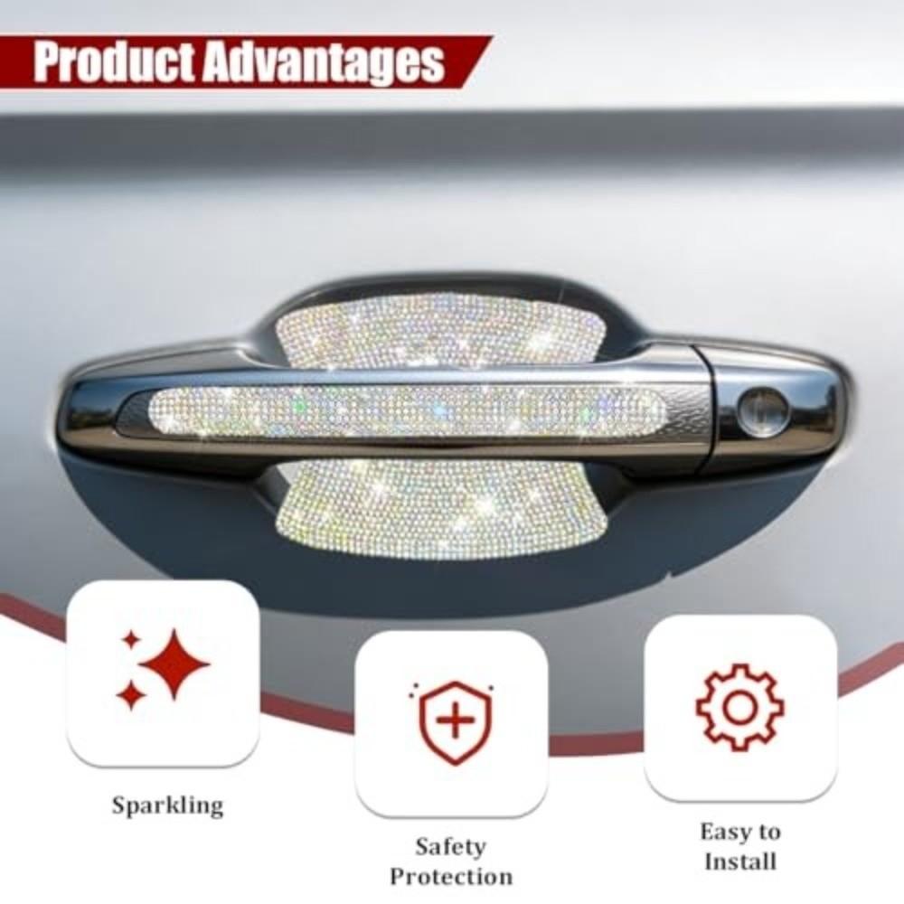 8PCS Set Door Handle Protector Bling Auto Handle Sticker  For Auto Accessories