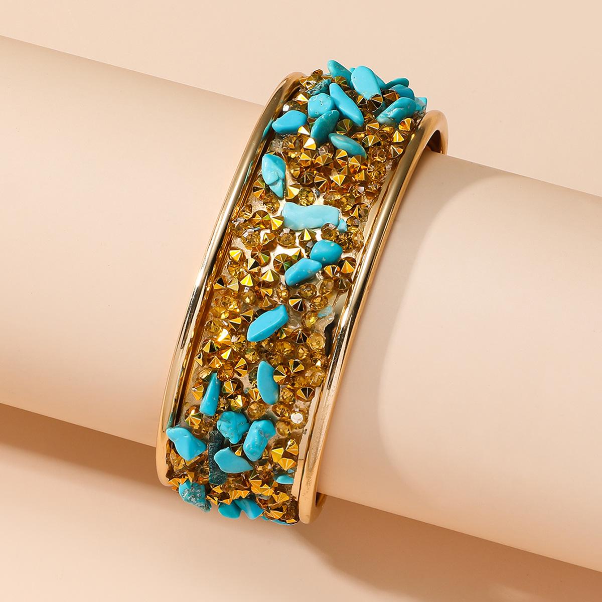 

Браслет Cross Border Fashion Style Stone, новый преувеличенный открывающийся браслет в богемном стиле B23-099 C3-F2