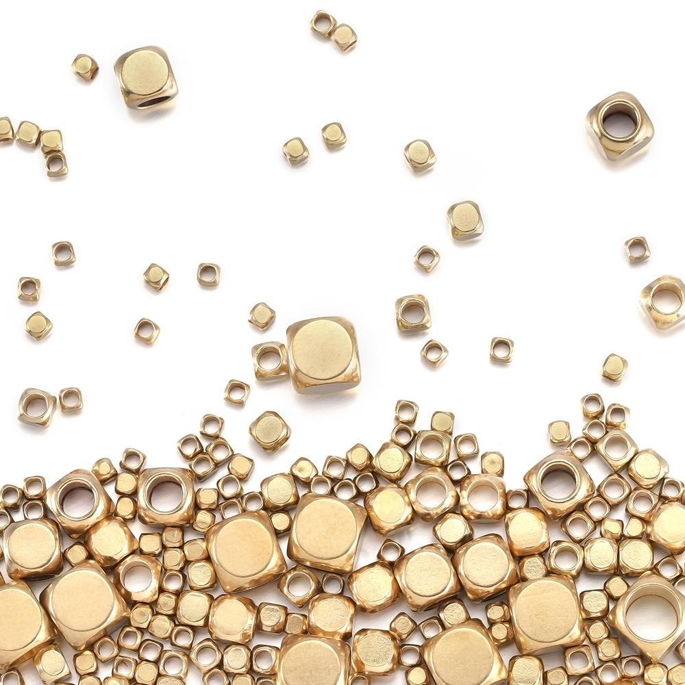 30-100 τμχ Σχήμα τετράγωνου κύβου 2,5 mm-6 mm συμπαγής ορείχαλκος Χάντρες Νεπάλ Τετράγωνες χάντρες Χαλαρές χάντρες διαχωρισμού για κοσμήματα που κάνουν ευρήματα