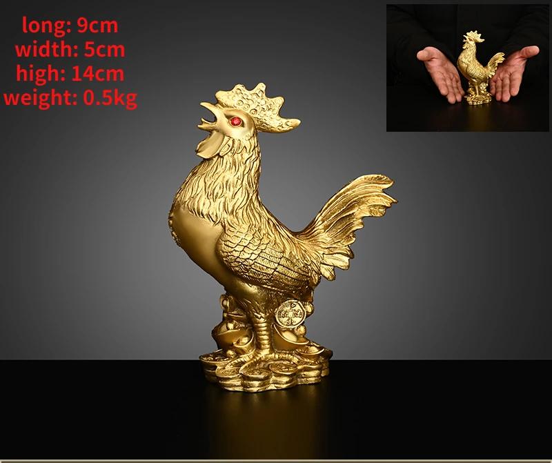 Copper Rooster Ornament Fortune Animal Chicken Money Yuanbao Home Entryway Desktop Decor Sculptures