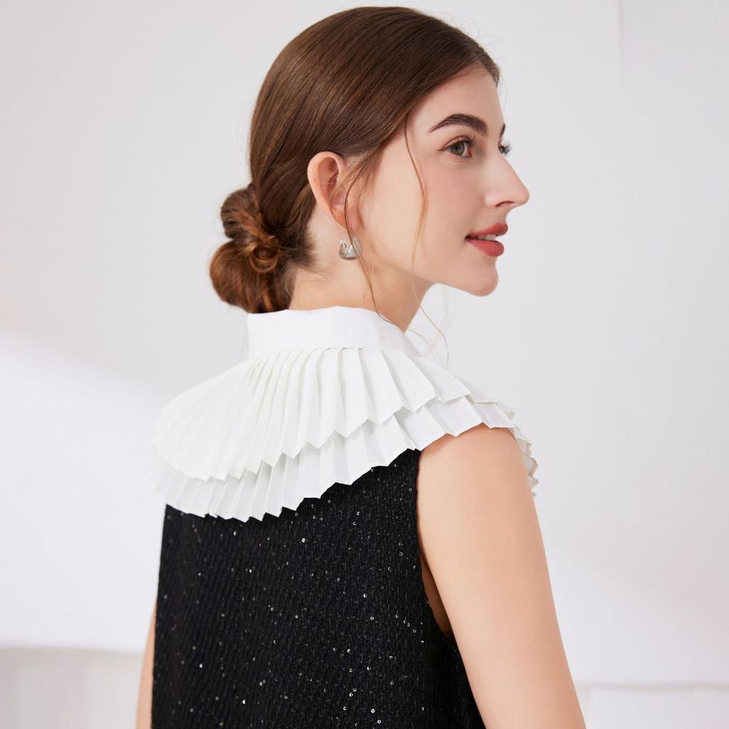 Women Lapel Shirt Detachable Collar White Shoulder Wraps Bowknots Fake Collar Classic Half Shirt Blouse Tops Female False Collar