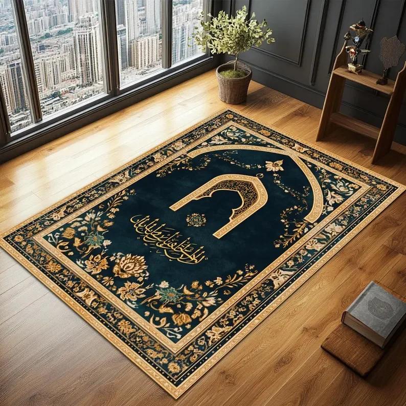 Upgraded Material Elegant Islamic Prayer Rug Exquisite Prayer Muslim Creative Gift Easy Storage Home Decor