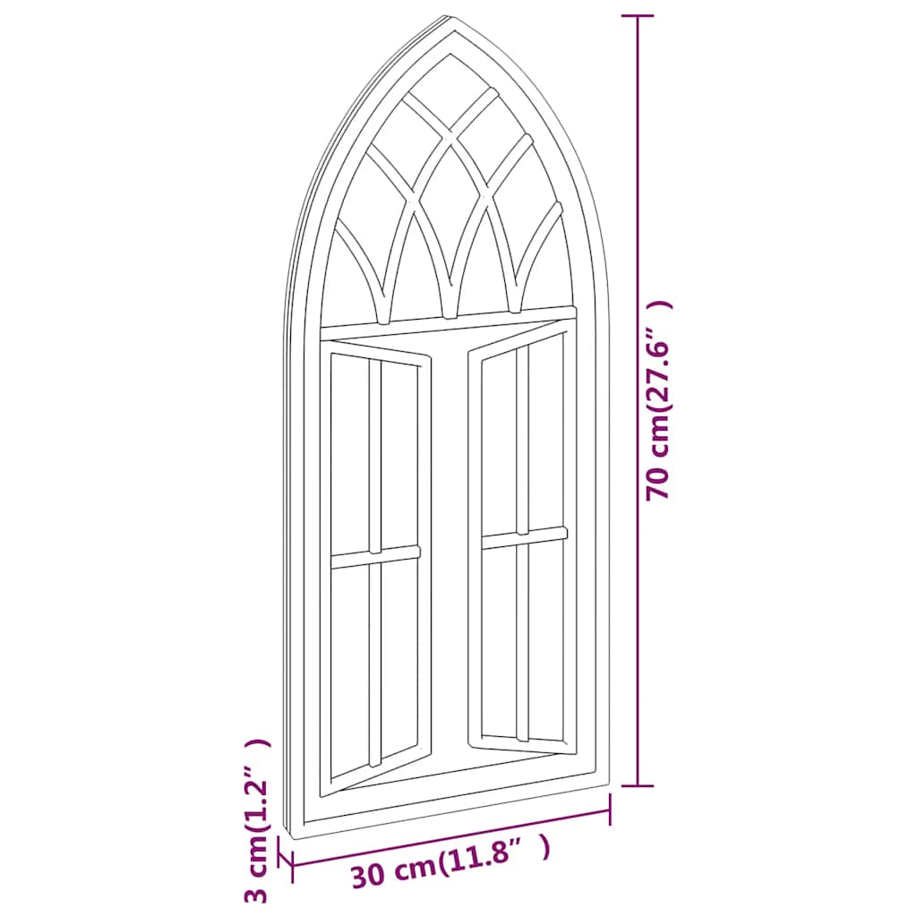 Garden Mirror Black 70x30 cm Iron