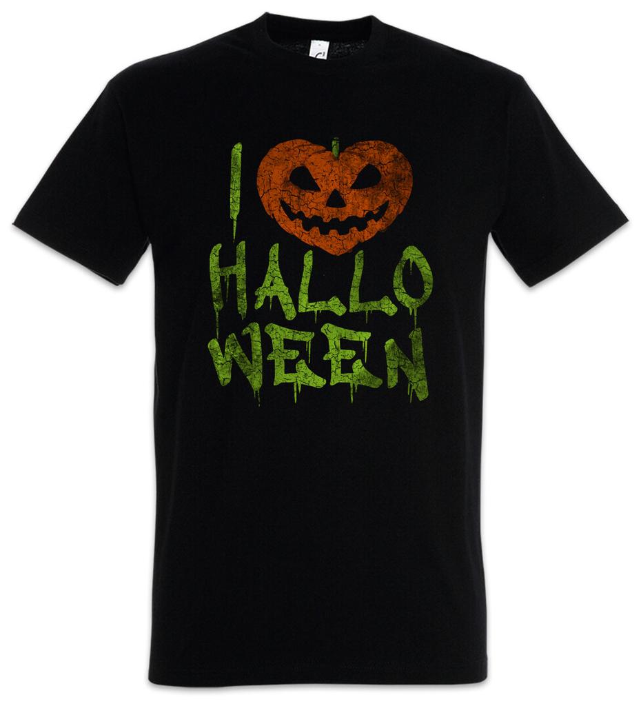 I Love Halloween T-Shirt Mens Womens Tees Top Pumpkin Nightmare Face Witch Black Magic