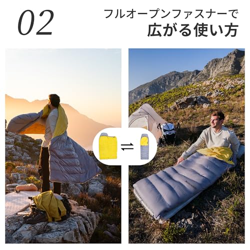 Naturehike Down Sleeping Bag (Fully Expandable with Leg Extension) -7.9°C to 4.7°C, Compact, Ultralight, Winter, Single-Person, 650FP, Envelope-Style,