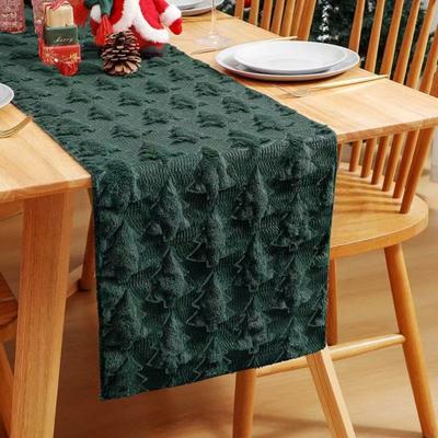 Festive Table Runner Christmas Dining Decor Embroidered Sequin 3D Holiday Tablecloth for Home Party