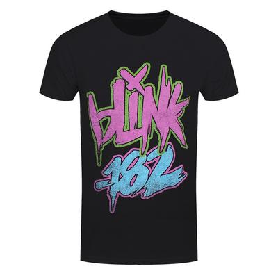 Blink 182 T-shirt Neon Logo Rock Officieel Nieuw Zwart Unisex T-shirt