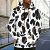 Felpa con cappuccio da uomo taglie forti, stampa a pois bianchi, manica lunga, coulisse, tasca a marsupio, pullover