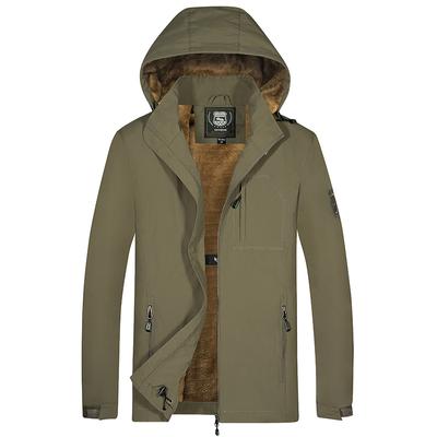 Autumn and Winter Men's Jacket Fleece Hooded Cotton-padded Coat Trench Coat Men's Outdoor Mountaineering Jacket Thickened Coat