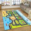 3D Autobahn Laufsteg Spielzimmer Stadtverkehr Straßenkarte Kinderspielmatte Teppich für Wohnzimmer Schlafzimmer Heimdekor, Rutschfest für Sofa