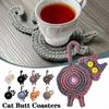 Non-Slip Crochet Drink Mat Cute Mug Coaster Quirky Gift Cute Cat Coasters Table Protection
