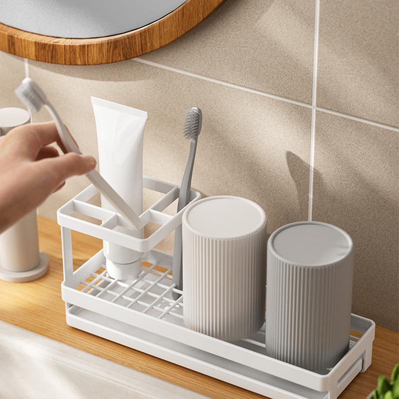 Tandenborstelhouders Voor Badkamers Met Afwatering, 4 Sleuven Tandenborstel Organizer Voor Badkamertoilet