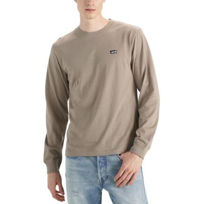 Levis Minimalist Comfortable Versatile Casual Mini Logo Long Sleeve T-Shirt Men Tops Gray 001B1-0002