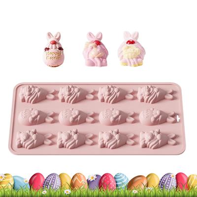 Molde 3D de Coelhos Anões com 12 Cavidades Páscoa Coelho Silicone Molde Fácil Liberação Antiaderente Páscoa Silicone Chocolate Molde Para Doces