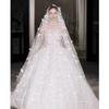 One Layer White Butterfly Wedding Veils Large Tail Super Long Bride's Wedding Headgear Beaded Handmade Butterfly Head Gauze