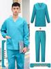 Unisex Short-Sleeve Surgical Gown and Long-Sleeve Workwear Scrub Set - Polyester/Cotton Blend