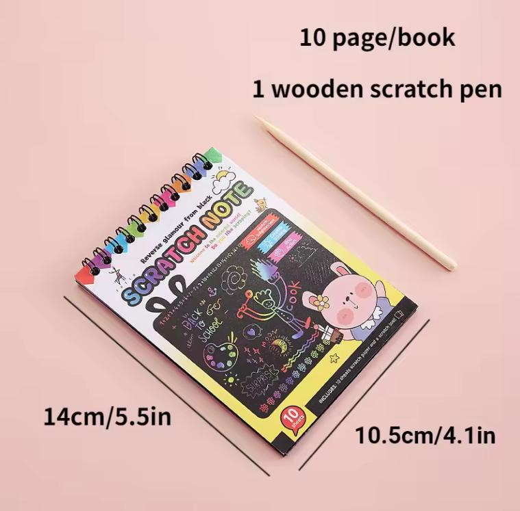 Montessori Scratch Painting Note Scratch Art Paper DIY Children Magic Rainbow Scraping Drawing Art Paper Notepad Stationery Toys