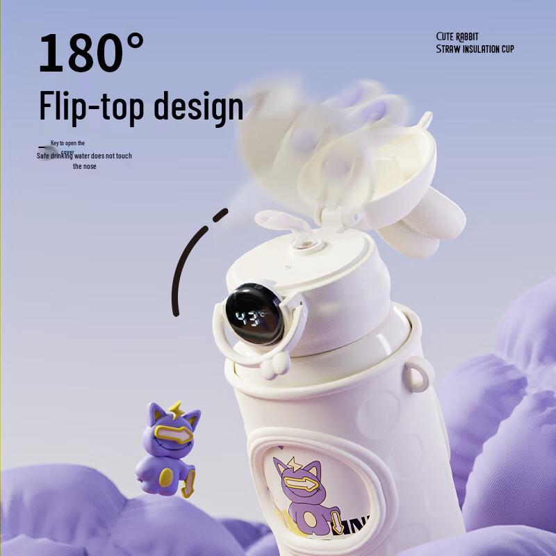 Xiaoyueya Children's Smart Temperature Insulated Double-Drink Straw Cup