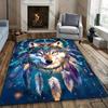 Colorful Dreamcatcher Rug with Wolf and Flowers carpet for home sofa bedroom, gift