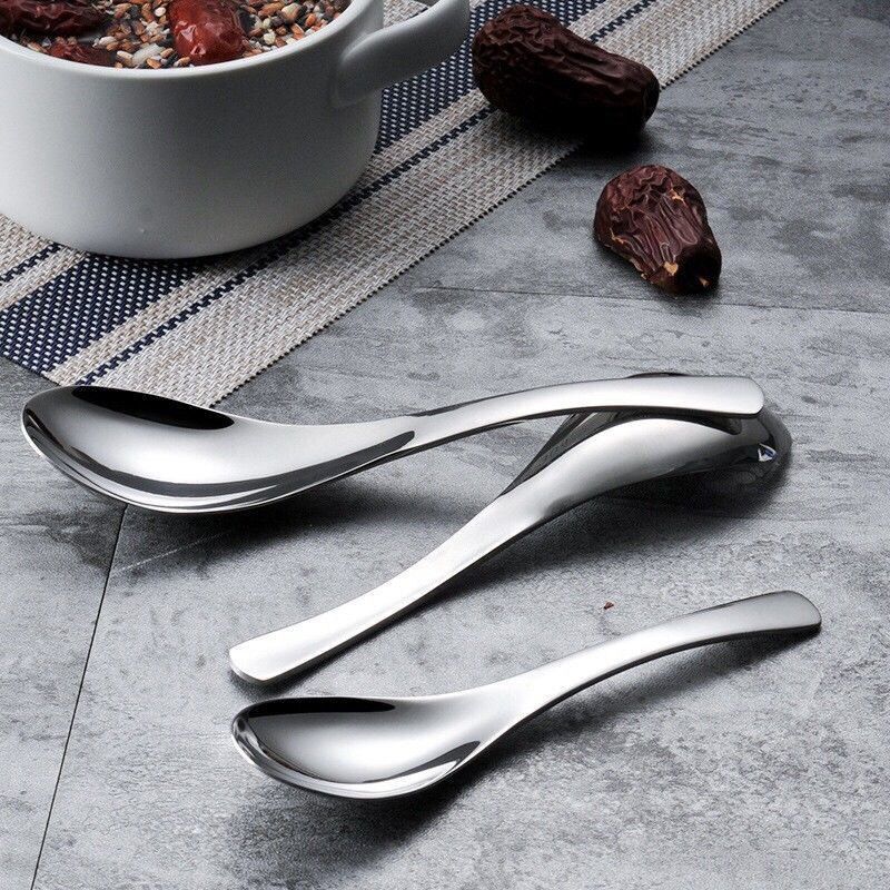 304 Stainless Steel Spoon for Household Use, Food-Grade, High Temperature Resistant, Non-Slip Soup Spoon for Children and Adults, Soup Spoon