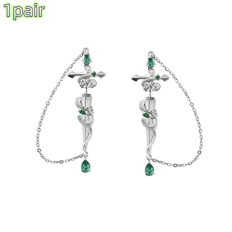 Orecchino Retro Dark Gothic Punk Croce di Rosa Spina Piercing Orecchio Unisex Borchie Gioielli Accessori