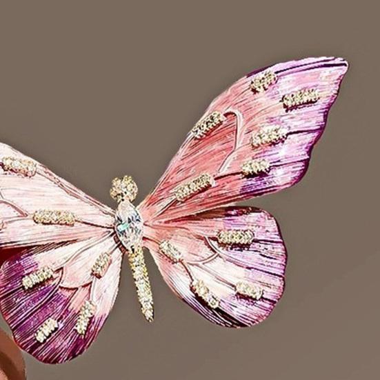 Dambrosch Högblank Strassinlägg Färgövergång Fjärilsdesign Reverspins med Fuskpärla Halsduksmärke Kläder Väskor Accessoarer