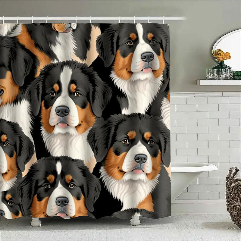 Modern Style Pet Dog Print Shower Curtain Waterproof Bath Decoration Home Decor Customizable Size Available
