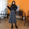 Women's High-Waist Fringe Pencil Skirt - Autumn/Winter Korean Style, Slim Fit, Mid-Length Pleated Umbrella Design