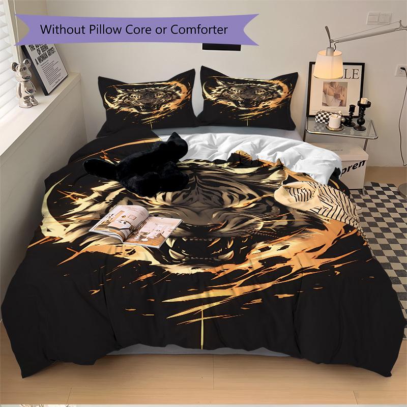 3pcs Tiger Head Bedding Set. Soft and Comfortable with No Core Included (1x Duvet Cover + 2x Pillow Covers) yy251009143