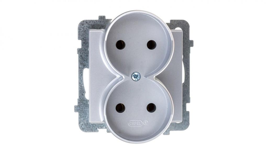 Sonata Double Socket B/U Silver Mat Gp-2Rr//38