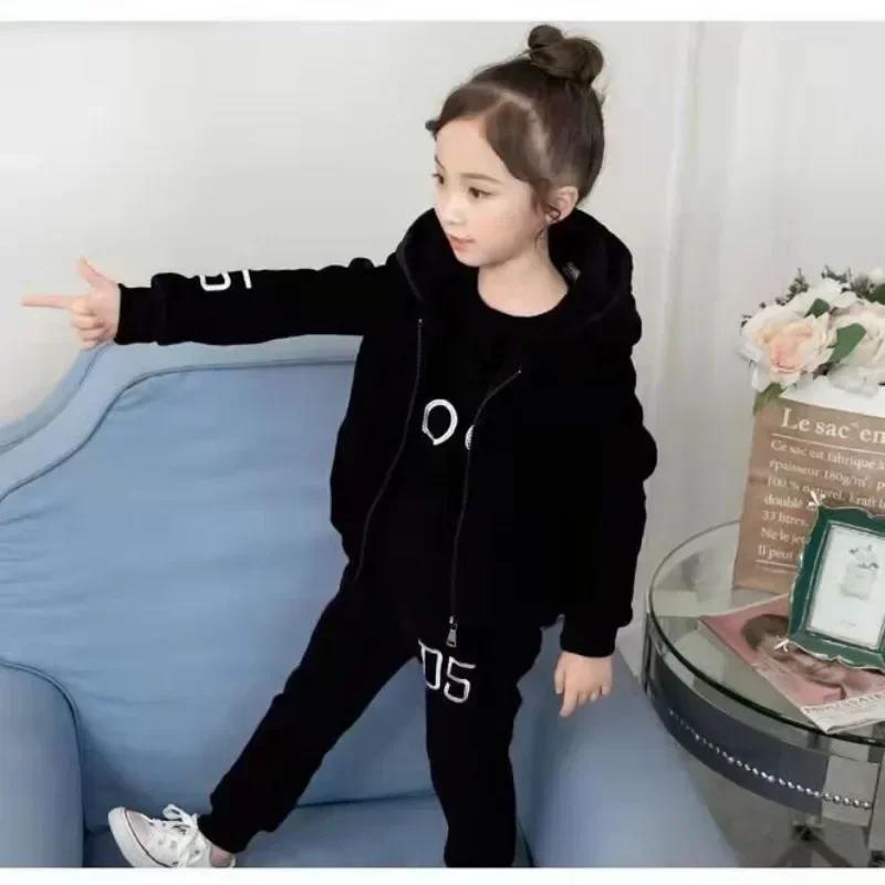 Winter Mädchen Trainingsanzug Herbst Kleinkind Teenager Kleidung Tiger Samtjacke Kapuzenpullover Hose Kinder