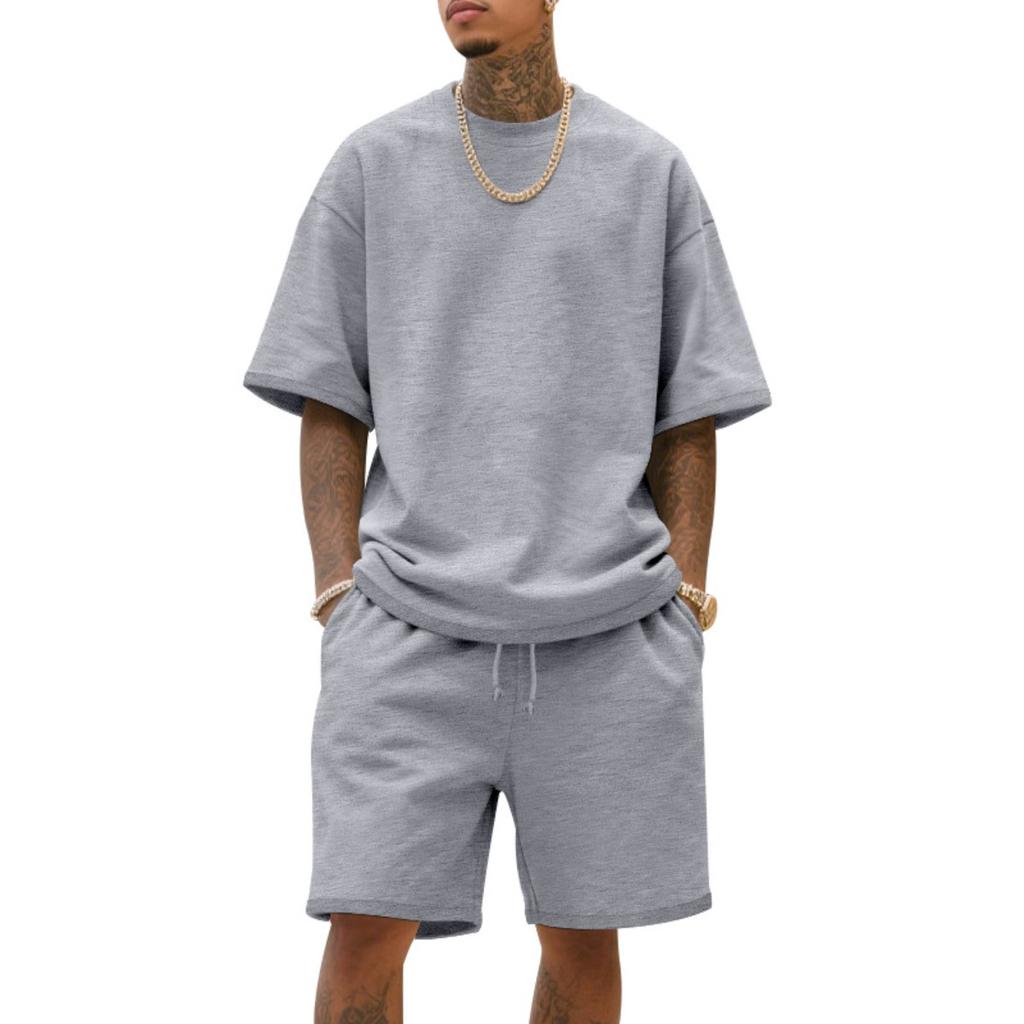 2025 100% Baumwolle Herren Sommer Amerikanischer Stil Locker High Street Hip-Hop Sport Kurzarm Set mit Shorts