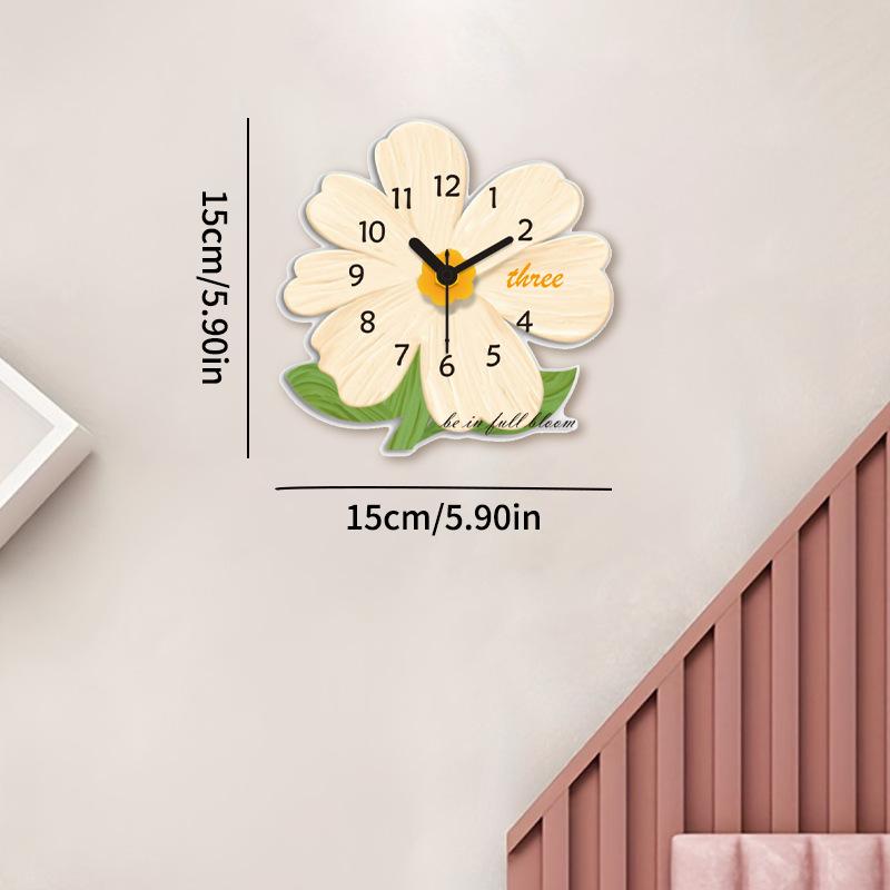 

New Cream Flower Wall Clock Silent Decorative Clock Home Living Room Modern Minimalist Art Wall Clock Blooming flower: 15 * 15cm