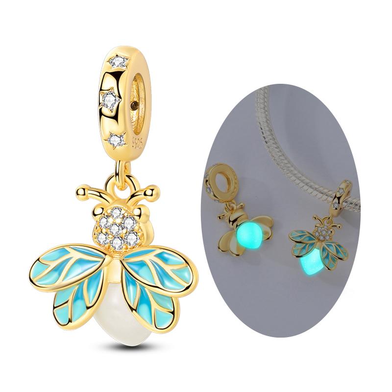 Silber Dekorative Anhänger Perlen Elemente Leuchtende Glühwürmchen Schmetterling Biene Kolibri Anhänger Dekorationen Für Armband Stil Armreif Damen Schmuck Kreation